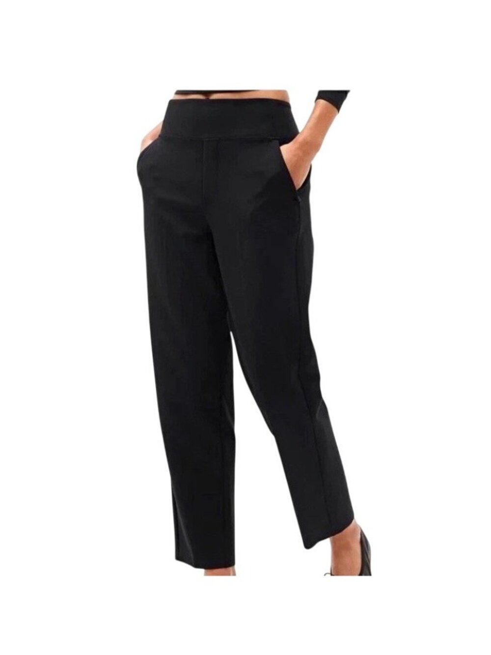 Athleta Endless High Rise Pants Womens Sz 10 Tall Black Zip Pockets Dressy Comfy